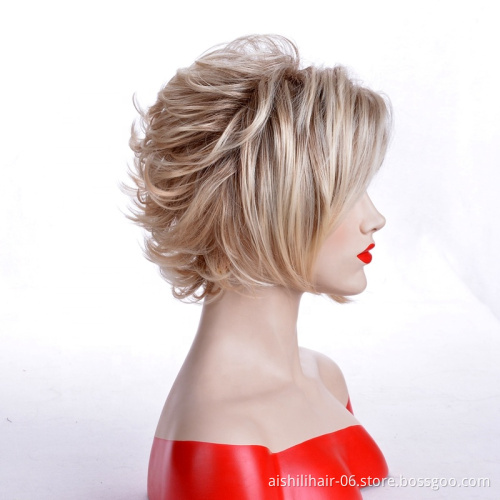 Fashion wig shaggy wig blonde oblique fringe hair for women